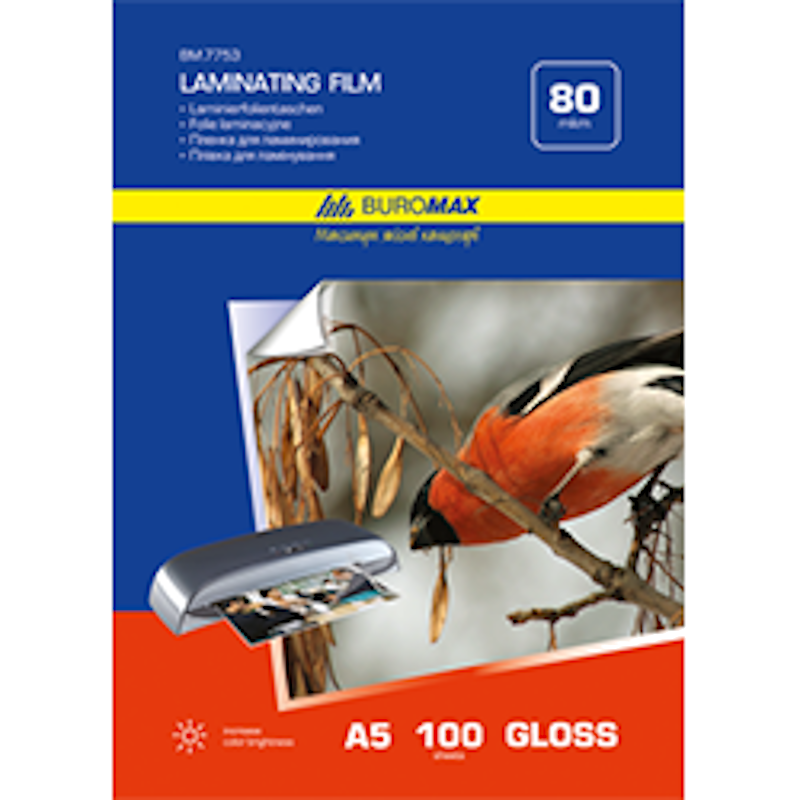 Плівка для ламінування BUROMAX А5 (154х216мм), 80 мкм, глянцева (BM.7753)